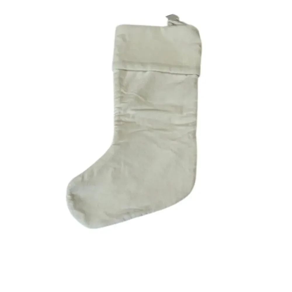 Pottery Barn floral quilted velvet ivory Christmas stocking.